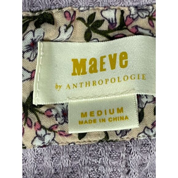 Anthropologie Maeve Pearson Women's M Purple Shirt Waffle Knit Thermal Oversized - Picture 5 of 8